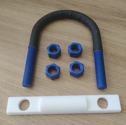 comprar M6, M8, M10, M12, M14, M16 PTFE revestido U-bolt con poliestirador, 4 tuercas y una barra de i medio redonda online manufacture