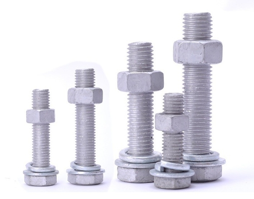 Cerrojos de cabeza hexagonal galvanizados en caliente con lavadoras simples, lavadoras de resorte y nuez hexagonal utilizados para energía fotovoltaica, eólica y eléctrica